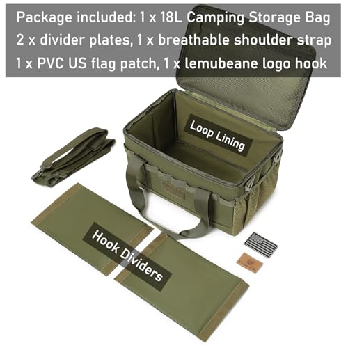 Tactical Camping Storage Bag 18L Tactical Utility Tote Bag Camping Cookware Organizer Trunk Organizer (Army Green) - color: Army Green