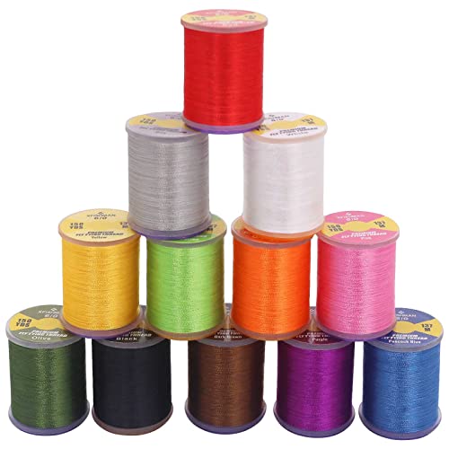 XFISHMAN Fly-Tying-Thread-Kit-6/0-3/0 Fly Tying Supplies Fly Fishing Materials Accessories - color: 6/0-12 Color Thread Kit