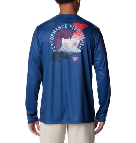 Columbia Men's Terminal Tackle PFG Tarpon Rise Long Sleeve - color: Carbon/Trout Print/Gfg, size: Small