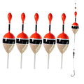 THKFISH Fishing Floats Bobbers Slide Floats Balsa Fishing Bobber Slip Bobbers for Crappie Panfish Trout Bass (1/2oz 2"x5.28") (1/6 1.6"x4.8") 5Pcs - color: Wood and Red, size: 1/6 oz 1.6"x4.8" - 5Pcs