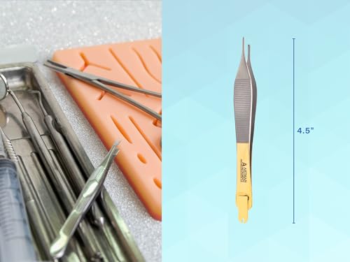 ARTMAN INSTRUMENTS Adson Forceps Kocher with Skin Stopper 4.75" Straight Fine Point 1X2 Teeth