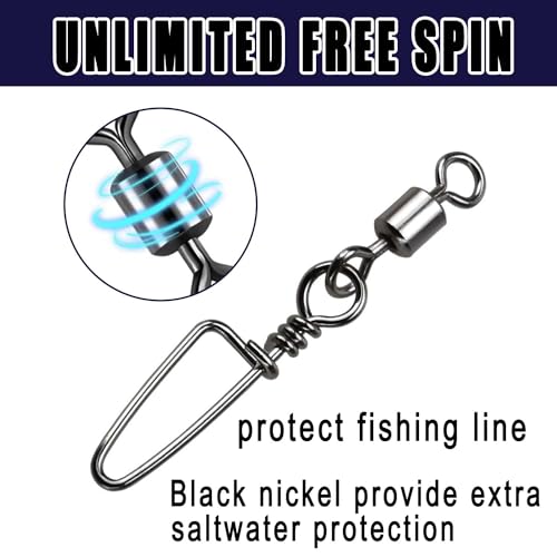 150pcs Fishing Snap Swivels Barrel Swivel with Coastlock Snap Stainless Swivel Corrosion Resistant Fishing Tackle Accessories Lure Line Connector for Saltwater Freshwater Fishing