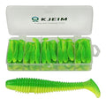 Paddle Tail Swimbaits, 50 PCS Ribbed 3 Inchs Soft Plastic Fishing Lures for Bass Trout Crappie Walleye Saltwater/Freshwater Fishing - color: Green