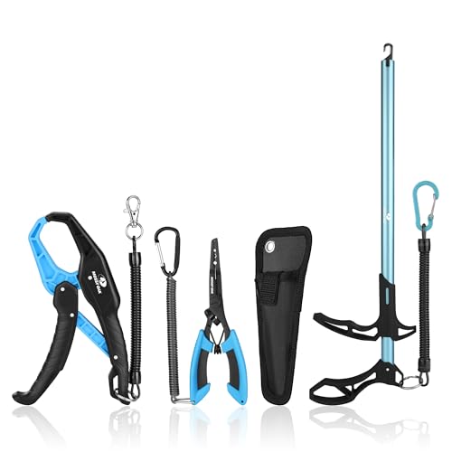 Mossy Oak Fishing Tools Kit- Fishing Plier, Fish Lip Gripper, Multifunctional Fishing Hook Remover with Lanyards Sheath, Saltwater Resistant Fishing Accessories & Equipment, Fishing Gifts for Men - style: 3pc fishing tool kit