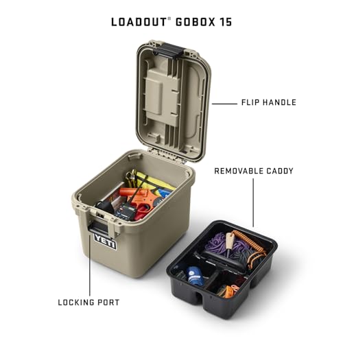 YETI LoadOut GoBox Collection, Divided Waterproof Cargo Case, Dry Box, Camera Case, Fishing Tackle Box - color: Tan, size: GoBox 15