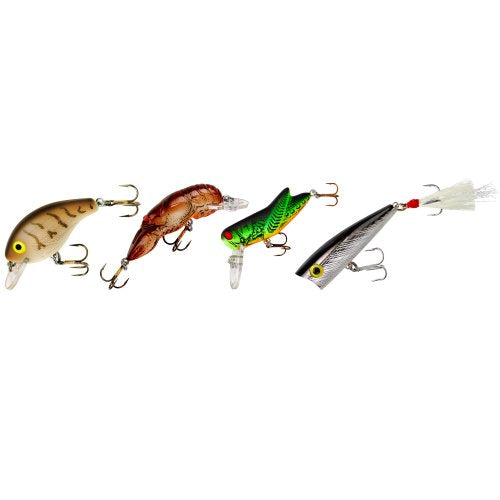 Rebel Lures Classic Critters Crankbait Fishing Lures 4-Pack, Includes 1 Teeny Pop-R, 1 Crickhopper, 1 Teeny Wee Crawfish, and 1 Teen Wee-R
