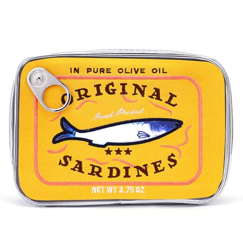 Cessfle Canned Sardines Makeup Bag, Funny Sardine Tin Fish Cosmetic Bag, Creative Cute Makeup Bag Kawaii Pencil Case Pouch, Coquette Make up Pouch for Women - color: Yellow