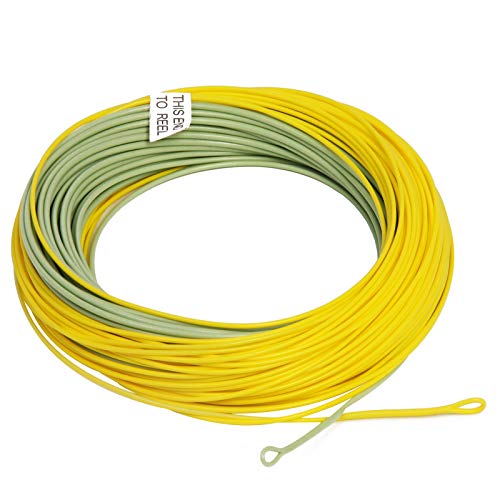 Gold Fly Line 90FT Weight Forward Floating 2 3 4 5 6 7 8 9WT Fly Fishing Line - color: MOSS GREEN + FLUO YELLOW, size: WF5F-90FT