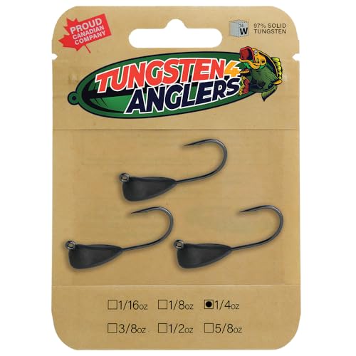 Tungsten 4 Anglers - 97% Pure Tungsten Finesse Mini Goby Tube Jig Head | Fit Small Finesse Tubes for Great Lakes Fishing |1/4, 3/8, 1/2oz. | Bass, Walleye, Pike, Lake Trout - size: 1/4oz. 1/0