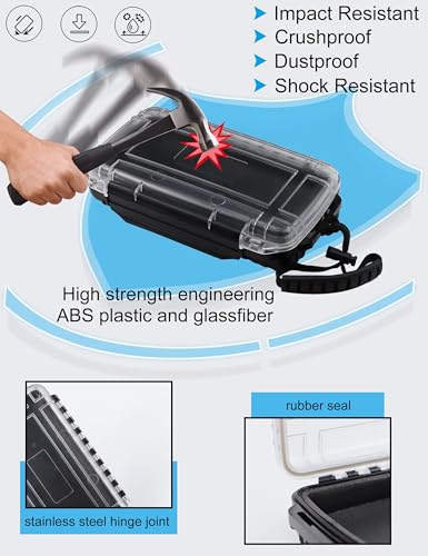 Hlotmeky Waterproof Dry Box for Kayaking, Boat, Phone - Small Container, Watertight Storage Case for Diving (Black) - color: Black