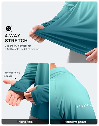 Men's Sun Protection Hoodie Shirts Long Sleeve UPF 50+ Swim Shirts for Men Rash Guard Fishing Shirt Quick Dry - color: Gradient Blue Green, size: 3X-Large