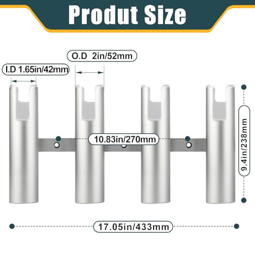 3/4 Tube Aluminium Fishing Rod Holders, 3/4 Link Wall-Mounted Pod Rack, Be Suitable for Marine Boat Yacht Camper RV