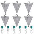 SIWIRIOM Pyramid Sinkers for Surf & Saltwater 6 Pack Fishing Weights Lead Sinkers with Slider Universal Connectors, Fishing Weights Assortment Kits Fishing Gear Tackle 1oz 2oz 3oz - size: 3oz-6pcs