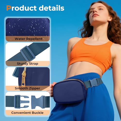 Belt Bag Zipper Fanny Pack Crossbody Bags for Women,Fashion Nylon Waist Packs, Water Repellent Two Way wear with Adjustable Strap Gifts for Teenage Girls Women Men(Royal blue) - color: Royal blue