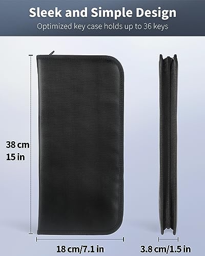Uniclife Zippered Key Case Organizer Waterproof and Fireproof Key Binder with 36 Hooks and Tags Portable Key Storage Book for Offices Real Estate Agencies Hotels and Rental Management - color: Black, size: 36 Keys