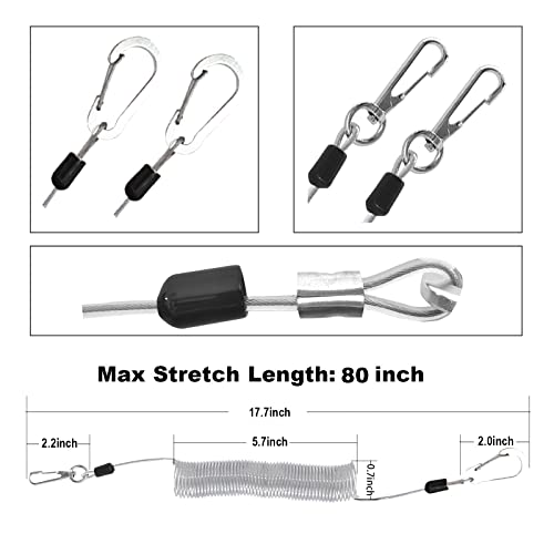 Fishing Lanyard, Heavy Duty Coiled Lanyards Stainless Steel Wire Inside, Safety Rope Extension Cord Tether Retractable Fishing Accessories for Rods, Pliers, Boating, Paddles, Kayak - color: Silver