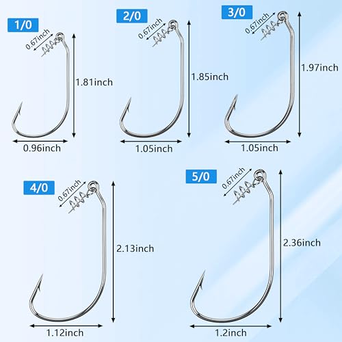 Swimbait Hooks Twist Lock Fishing Hook, 30pcs Worm Hooks with Centering Pin | Weedless Hooks, For Soft Plastic Lures, Bass Hooks, Unweighted Twistlock Hooks, Size 1/0 2/0 3/0 4/0 5/0, Freshwater Hooks - color: 2/0-30pcs