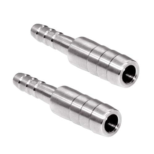 Beduan Stainless Steel Reducing Splicer Mender Barb, 3/8" to 1/4" Hose Barb, Reducer Barb Fitting Air Water Fuel Boat (Pack of 2) - size: 3/8" to 1/4"