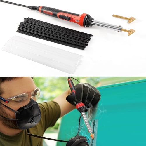 Plastic Welding Kit 110V/100W Plastic Welder for Automotive Bumper Repair,Plastic Weld Kit with 40 Weld Rods,2 Tips etc,Fast Heating Plastic Repair Kit Fit DIY,Kayak Tank Canoe Dashboard Repair