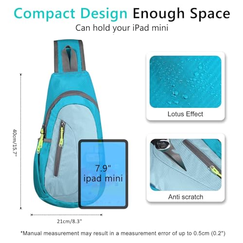 TITECOUGO Small Sling Bag, Lightweight Crossbody Backpack for Men Women, Shoulder Bag for Sports and Outdoor - color: Blue / Pale Blue