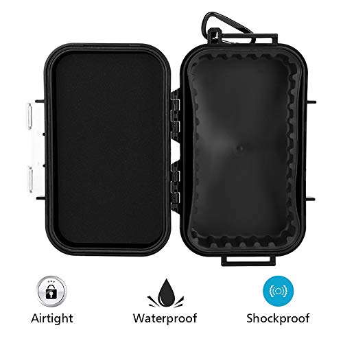 Tiiyee Small Waterproof Boxes of Plastic Case Shockproof Airtight Container Case Portable Airtight Carry Box Black Dry - color: black