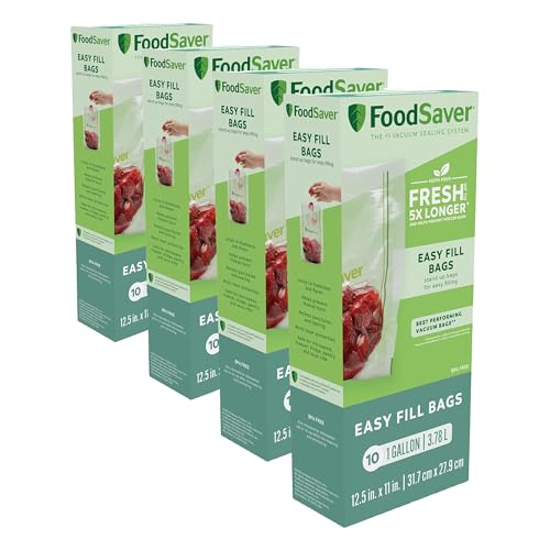 FoodSaver Easy Fill 1-Gallon Vacuum Sealer Bags | Commercial Grade and Reusable | 10 Count (Pack of 4) - size: 1 Count (Pack of 4)
