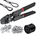 328ft Wire Rope Crimping Tool Kit, Fishing Crimping Tool With Black Vinyl Coated Wire Rope, 7x7 Strand Core(1.5mm), 200Pcs 1/16''Aluminum Crimp Loop Sleeves And 20Pcs Stainless Steel Thimble - color: Cable Crimper, 328ft Black Vinyl Coated Wire Rope, 200p