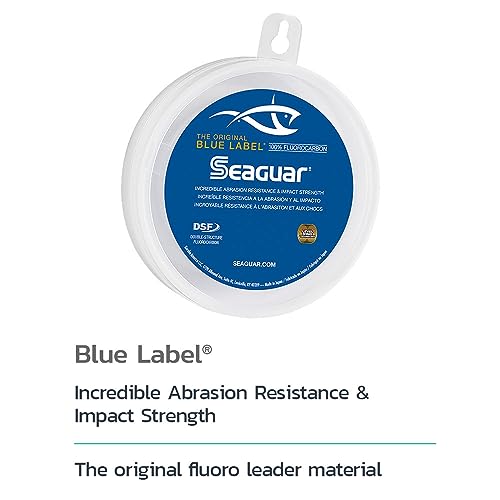 Seaguar Blue Label Fishing Leader Line for Saltwater, 100% Fluorocarbon, Clear, Multiple Sizes - size: 4lbs/25yds