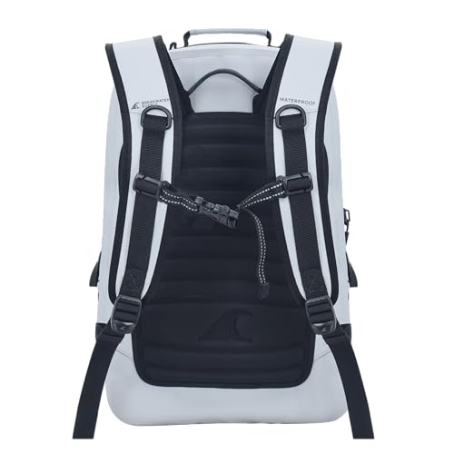 Breakwater Supply™ Fogland Waterproof IP68 Submersible Backpack | Laptop Sleeve & Airtight Zippers for Outdoors, Travel, Boating, Kayaking, Surfing, Floating Dry Bag, Unisex, TPU (Fog White, 25L) - color: Fog White, size: 25L