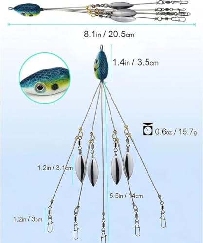 2Pcs Umbrella Rigs for Bass Stripers Fishing, Blue Freshwater Fishing Swimbait Lures Rig Kit, Lures, Baits Attractants