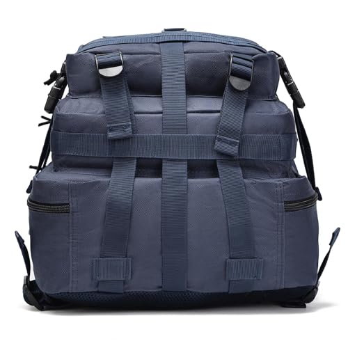 Tactical Backpack for Men, 45L Military Gym Backpacks, Large 3-Day Assault Pack Bug Out Bag MOLLE Daypack for Rucking Fishing Camping (Dark blue) - color: Dark Blue