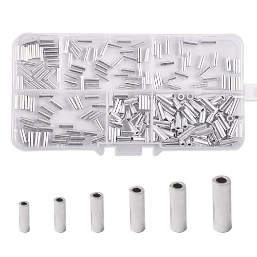 Aluminum Fishing Line Crimp Sleeves, Strong Crimps for Fishing Line Monofilament Saltwater Wire Leader Rigging Rope Cable (200pcs) - color: 200pcs