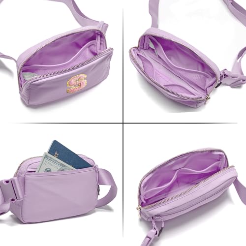 Gitus Initial Belt Bag Fanny Pack Crossbody Bag for Girls Birthday Gifts Age 8-10 Teen Girl Gifts Trend Stuff Personalized Letter Gifts for Daughter Sister (Lavender-S) - color: Lavender, style: S