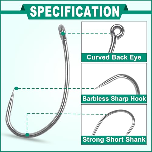 Barbless Fishing Hooks Curve Shank Carp Trout Circle Hooks Crank Fly Tying Hooks Carp Leader Hair Bait Rigs Fishing Accessoires for Freshwater Saltwater - size: 8#_80pcs