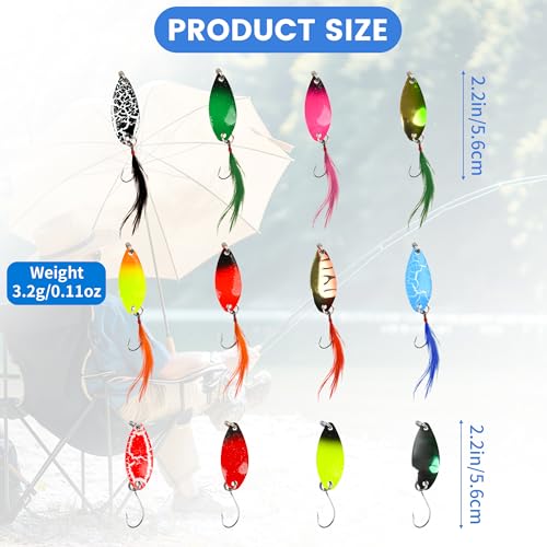 Doukado Premium Quality Fishing Lures, 12 Trout Spoons with Tackle Box, Versatile Fishing Gear for Anglers