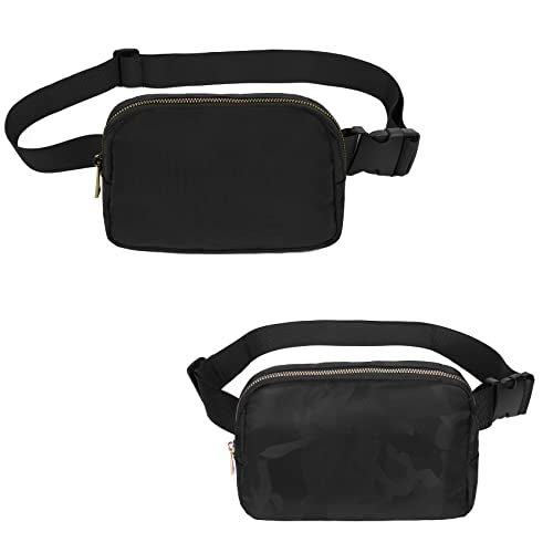 VOROLO Fanny Pack For Women And Men Crossbody Bag Belt Bag | Adjustable Strap Graduation Gifts Lightweight Travel Running - color: Black+Camo Black