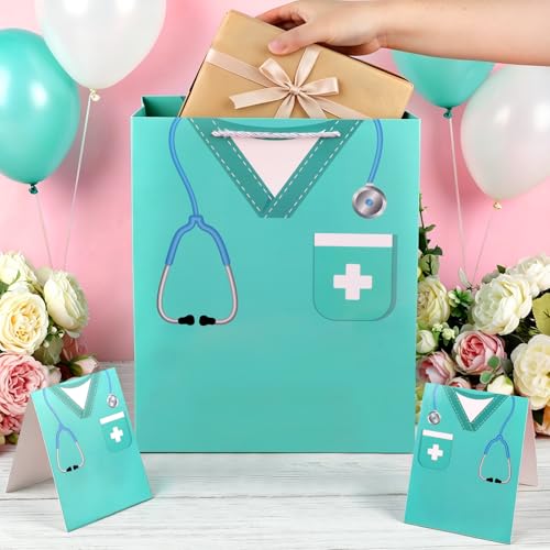 Hooqict Large Nurse Graduation Gift Bag Nurse Gift Wrap Bag with Handles, Tissue Paper, Greeting Cards for Her Women New Grad Nursing Student Medical School Graduation Party Gifts Supplies - color: Nurse