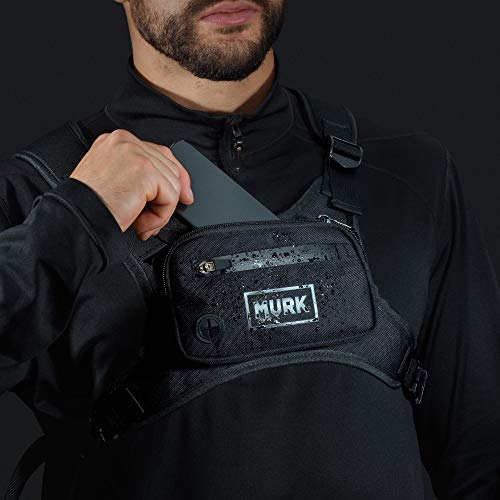 MVRK Water Resistant Running Vest Chest Pack, Phone Holder for Running, Lightweight Training Pack with Reflective Detail - color: Black