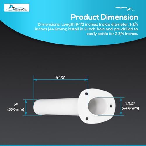 MARINE CITY Flush Mount Fishing Rod Holder 30 Degree Polypropylene, Durable, Lightweight, Easy Access for Fishing, Fits 2" Hole, Ideal for Kayaks, Boats and Yachts - color: White, style: 4 Pcs