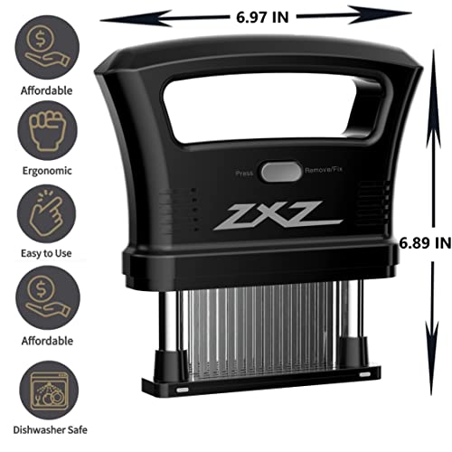 ZXZ Meat Tenderizer Easy to hold large handle | Detachable 48 stainless steel blade | Easy To Use & Clean (Black) - size: Bigger