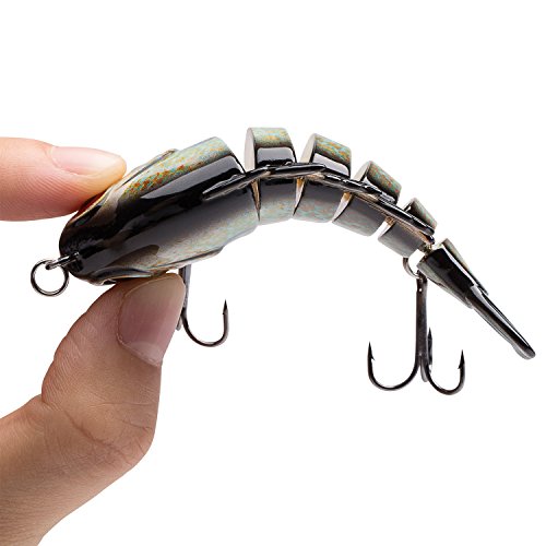 BASSDASH SwimPanfish Multi Jointed Panfish Bluegill Swimbaits Hard Topwater Bass Lures Fishing Lure Crank Saltwater 3.5in/0.85oz - color: LONGEAR