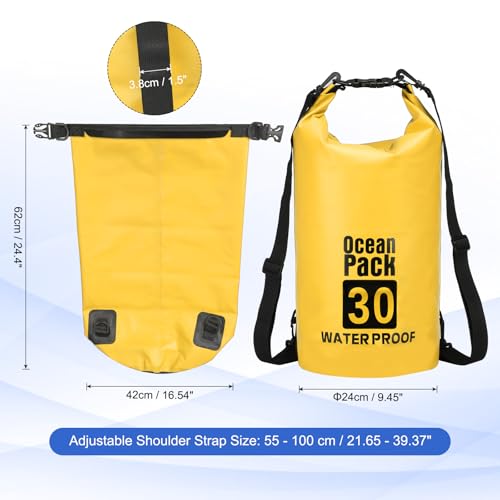 Waterproof Dry Bag, 30L Fit for Women Men Water Proof Bags Lightweight Dry Storage Floating Backpack with Whistle for Travel Backpacking Boating Kayaking Camping (Yellow) - color: Yellow, size: 30L