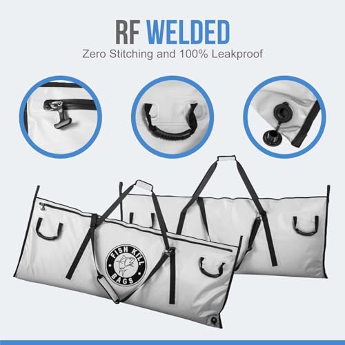 Flat PVC Tarpaulin Insulated Fish Cooler Kill Bag - Waterproof Fishing Cooler Bag with Easy Grip Carry Handles - Portable Soft Cooler - 3 Sizes - size: 180 Quarts 60" x 24"