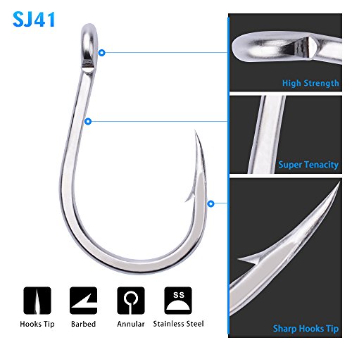 PROBEROS Fishing Hooks Extra Strong Stainless High Carbon Steel Jigging Jigs Big Large Bait Fish Hook Saltwater Circle Hooks Size 1/0-13/0 20pcs/Pack - size: 3/0#-20pcs/set