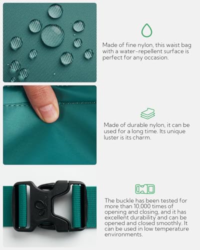 WATERFLY Fanny Pack Waist Packs: Large Crossbody Fanny Packs for Women Men with 5 Zipper Pockets Adjustable Strap Waist Bags Hip Pack for Traveling Cycling Running Hiking-Cyan - color: Cyan