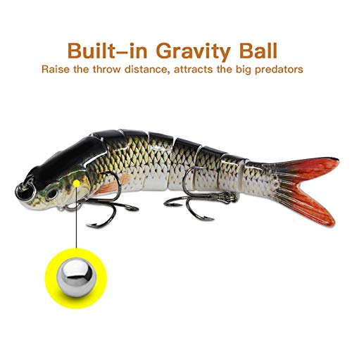 Fishing Lures for Bass Trout Topwater Multi Jointed Swimbaits Slow Sinking Bionic Swimming Lures Bass Freshwater Saltwater Bass Lifelike Fishing Lures Kit - color: Combo D
