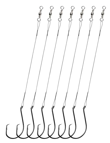 Pre-Rigged Fishing Hooks with Steel Wire Leader, Saltwater 30pcs Catfish Octopus Hooks Rig Anti-Bite Stainless Steel Trace Trout Hooks - color: 2/0, 30 Pcs