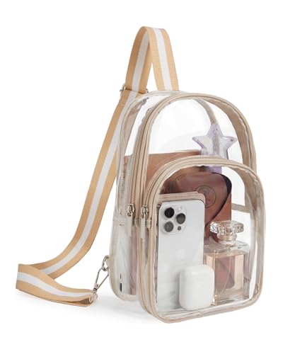 Missnine Clear Bag for Stadium Events Clear Crossbody Bag Fanny Pack Sling Transparent Purses for Sport Concert - color: A-khaki[basic]