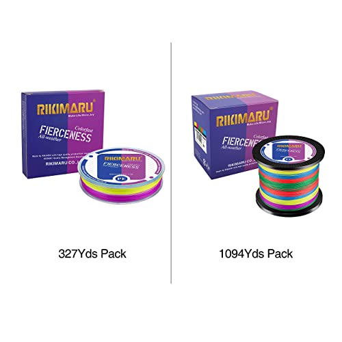 RIKIMARU Braided Fishing Line Abrasion Resistant Superline Zero Stretch&Low Memory Extra Thin Diameter 327-1094 Yds, 4-180LB - color: Multicolor, size: 327 Yds/0.16mm/20LB