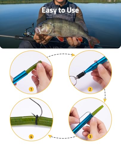 CVLIFE Wacky Worm Kit for Bass Fishing, 48PCS 5.5" Wacky Worm Lures, 100 O-Rings, Wacky Rig Tool, 30 Hooks and Tackle Box, 180PCS Soft Plastic Fishing Lure Kit